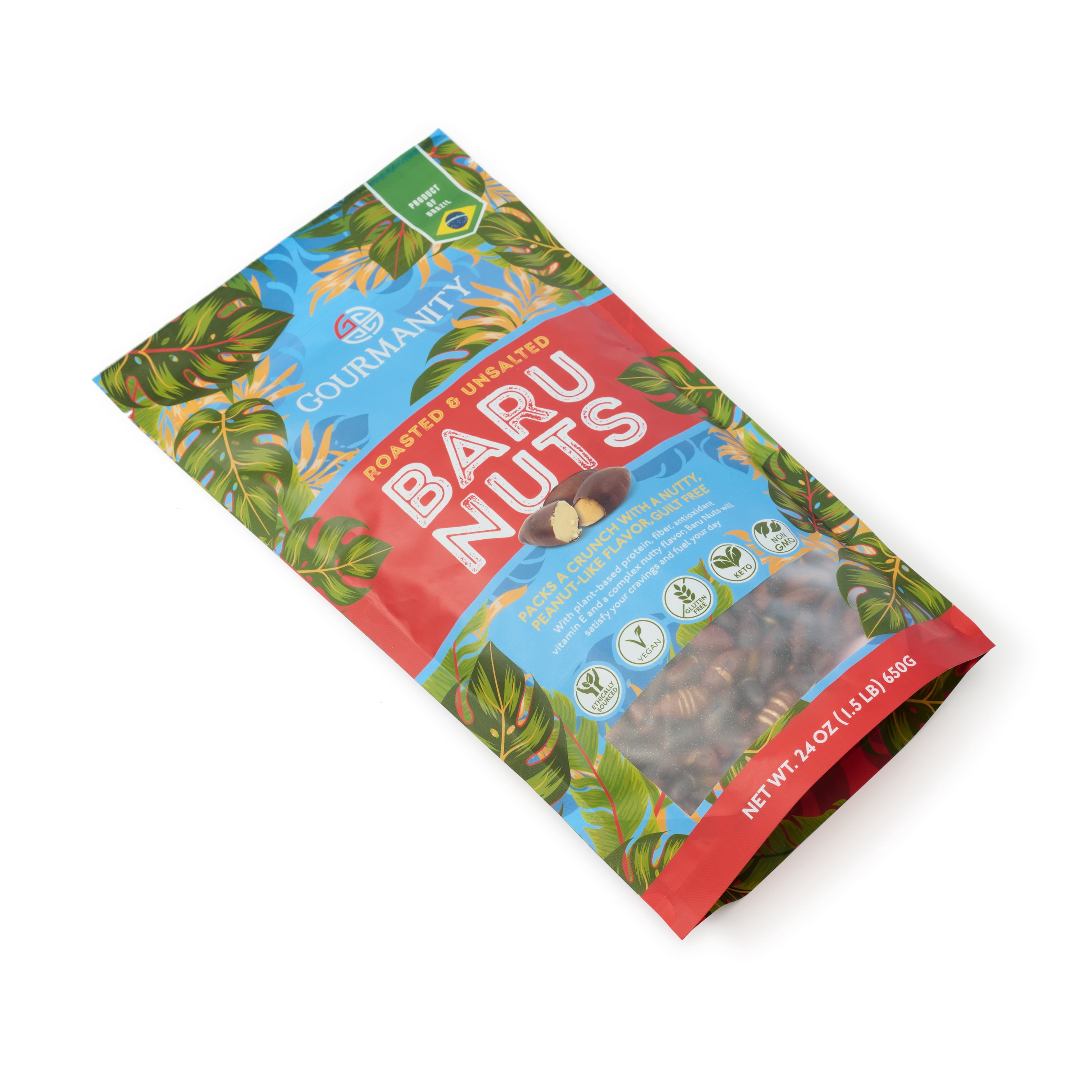 Gourmanity Brazilian Baru Nuts, Complex Nutty Flavor, High in Protein, Vitamin E and Omega 6 & 9, Roasted and Unsalted, 1.5 LB