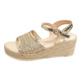 thumbnail image 5 of Rokment Espadrille Wedge Dress Sandals for Women 2026 Boho Beach Fahion Casual Braided Open Toe Platform Strappy Summer Shoes Gold Size 9, 5 of 7