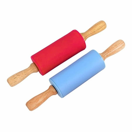 

Foraging dimple Silicone Rolling Pin for Kids Non-stick Surface and Comfortable Handles 9 Inch