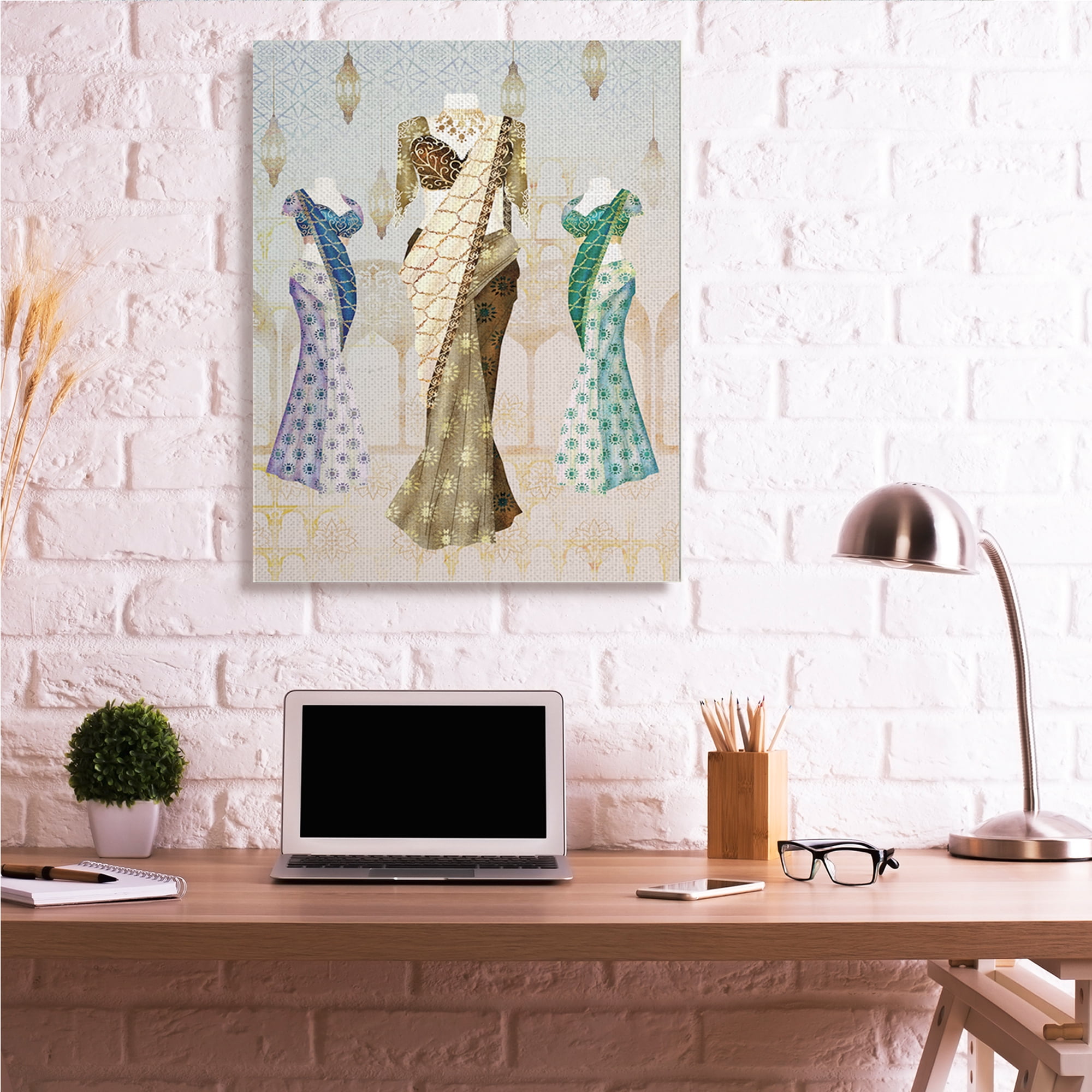 Stupell Industries Eastern Glam Fashion on Geometric Arabesque Background,36 x 48,Designed by Ziwei Li