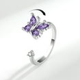 thumbnail image 3 of Rotatable Zircon Butterfly Ring For Women Adjustable Copper Band With White Gold Finish Size Adjustable Gleams, 3 of 7
