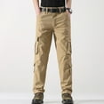 thumbnail image 2 of Icvfdpl Men'S Cargo Pants Straight Leg Outdoor With Multiple Pockets Loose Work Casual Trousers Stylish Man Daily Wear Beige 31, 2 of 9