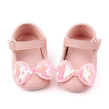 

Shuttle tree Infant Baby Girls Soft Sole Bowknot Princess Wedding Dress Mary Jane Flats Prewalker Newborn Light Baby Sneaker Shoes