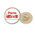 thumbnail image 1 of Paris City Outline Coordinate Axis Round Metal Golden Pin Brooch Clip, 1 of 3