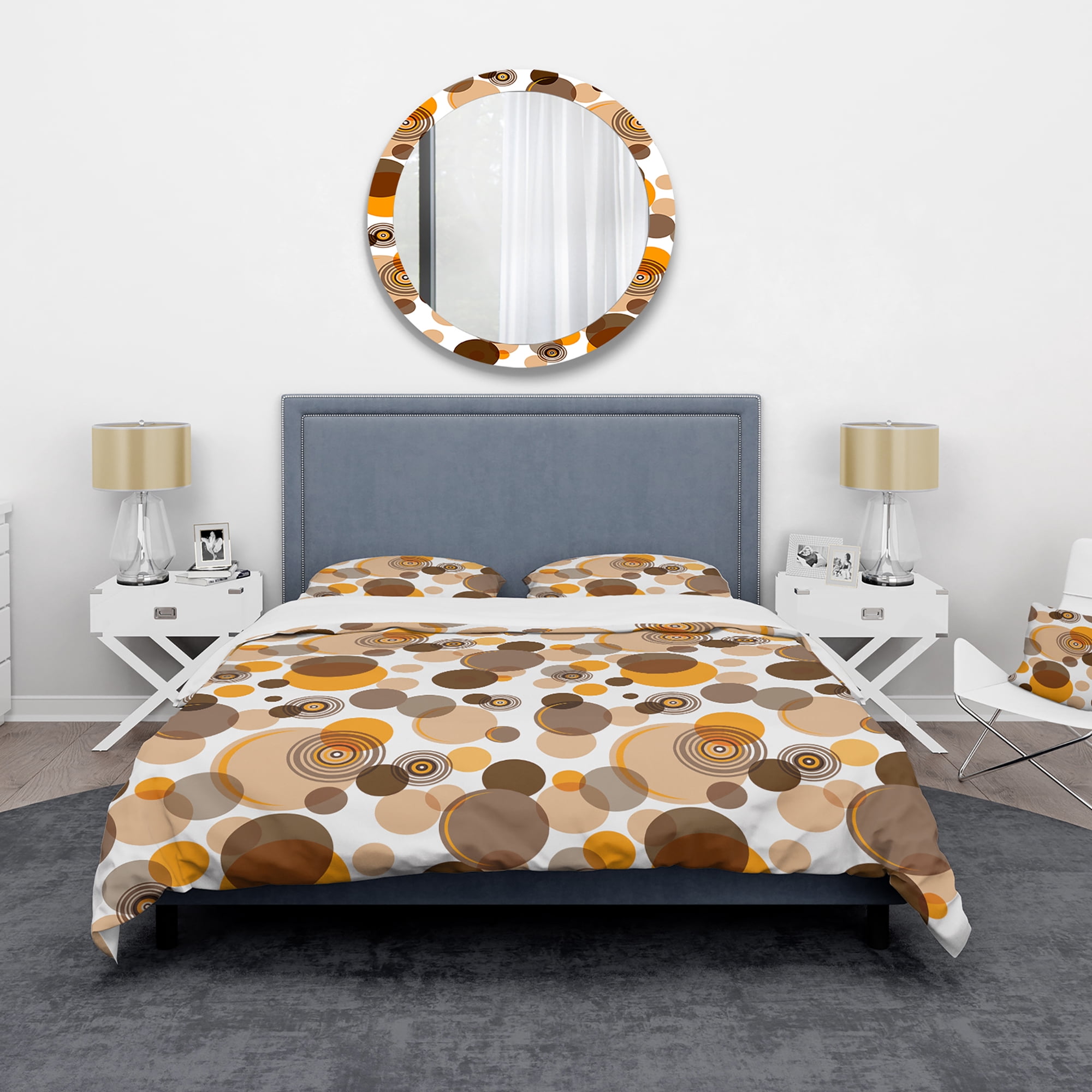 Designart 'Orange and brown retro circles' Vintage Duvet Cover Set
