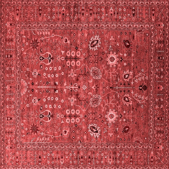 Ahgly Company Indoor Square Oriental Red Industrial Area Rugs, 4' Square