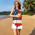 thumbnail image 3 of Yiaed American Flag Map Print Women's Sleeveless Dress, Loose Fit Summer Dress, Casual Sleeveless Dress for Women, 3 of 7