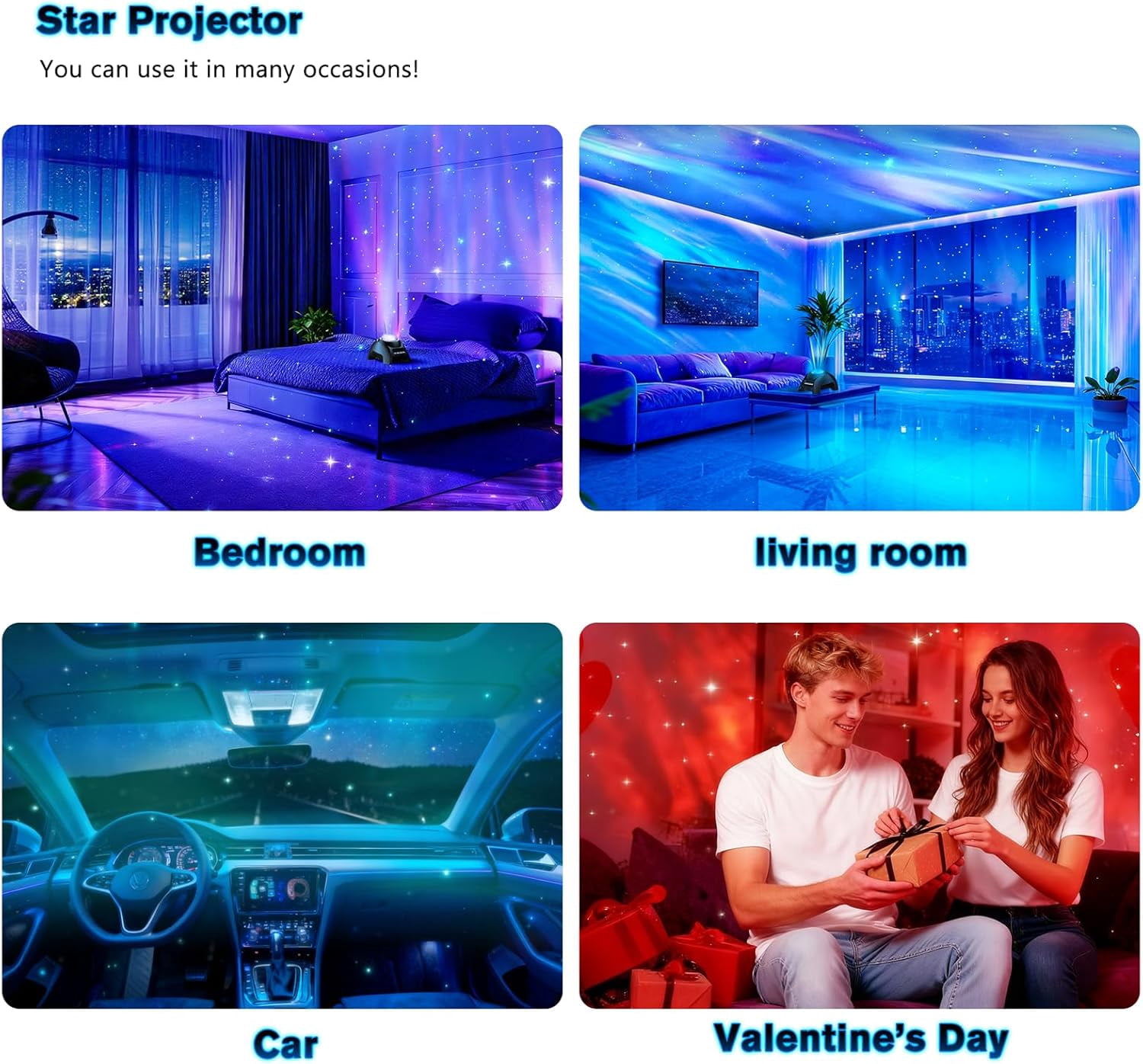 Northern Galaxy Light Aurora Projector, Starry Nebula LED Night Light with 33 Lighting Effects, Bluetooth Music Speaker & White Noise Machine, Kids/Adults Room Decor for Parties, Gaming, Sleep