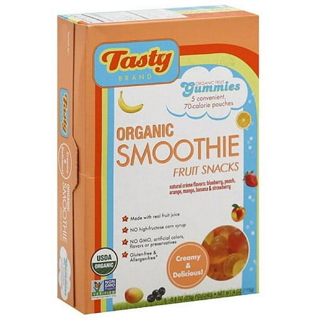 Tasty Brand Organic Smoothie Fruit Snacks, 4 oz, (Pack of 6)