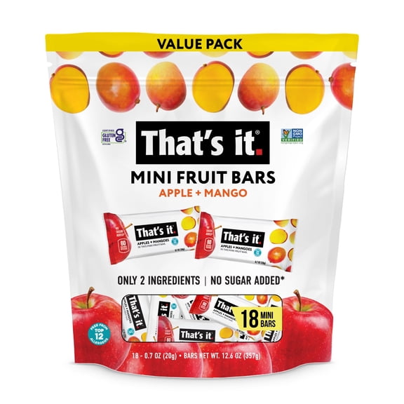 That's it. Natural Gluten Free Soft & Chewy Apple   Mango Fruit Bars, 18 Count