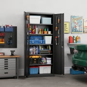 AOBABO Metal Storage Cabinet with 4 Shelves,Lockable Steel Storage Cabinets for Garage,Office,Warehouse,Black,Assembly Required