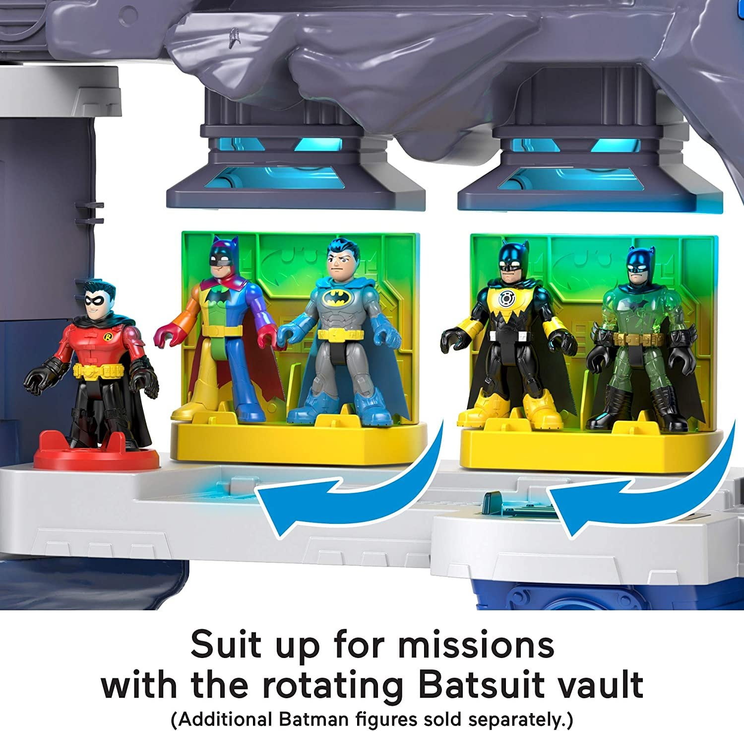 Imaginext DC Super Friends Batman Playset with Lights Sounds & 18 Pieces,  Super Surround Batcave 