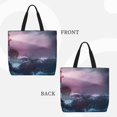 thumbnail image 3 of Naloa lighthouse Waves Torrential Rain Tote Bag for Women, Foldable Tote Bag With Zipper, Large Shoulder Bag, Top Handle Handbag for Travel, Work, Shopping, 3 of 9