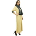 thumbnail image 6 of Bimba Indian Women Rayon Designer Beige A-Line Kurta Kurti Dress With Scarf - 4, 6 of 9