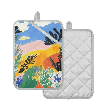 

Yayeee Pot Holders for Kitchen Heat Resistant with Pocket 7 x9.8 Quilted Oven Pads Colorful Landscape