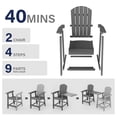 thumbnail image 3 of WINSOON Tall Adirondack Chair Set of 2 with Connecting Tray,Outdoor Bar Stools-Grey, 3 of 7