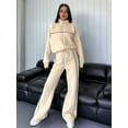 thumbnail image 6 of Women'S Two Piece Tracksuit Fall Long Sleeve Zip Up Sweatshirt Long Pants Outfits Jogger Sweatsuit Sets Apricot Color L, 6 of 8