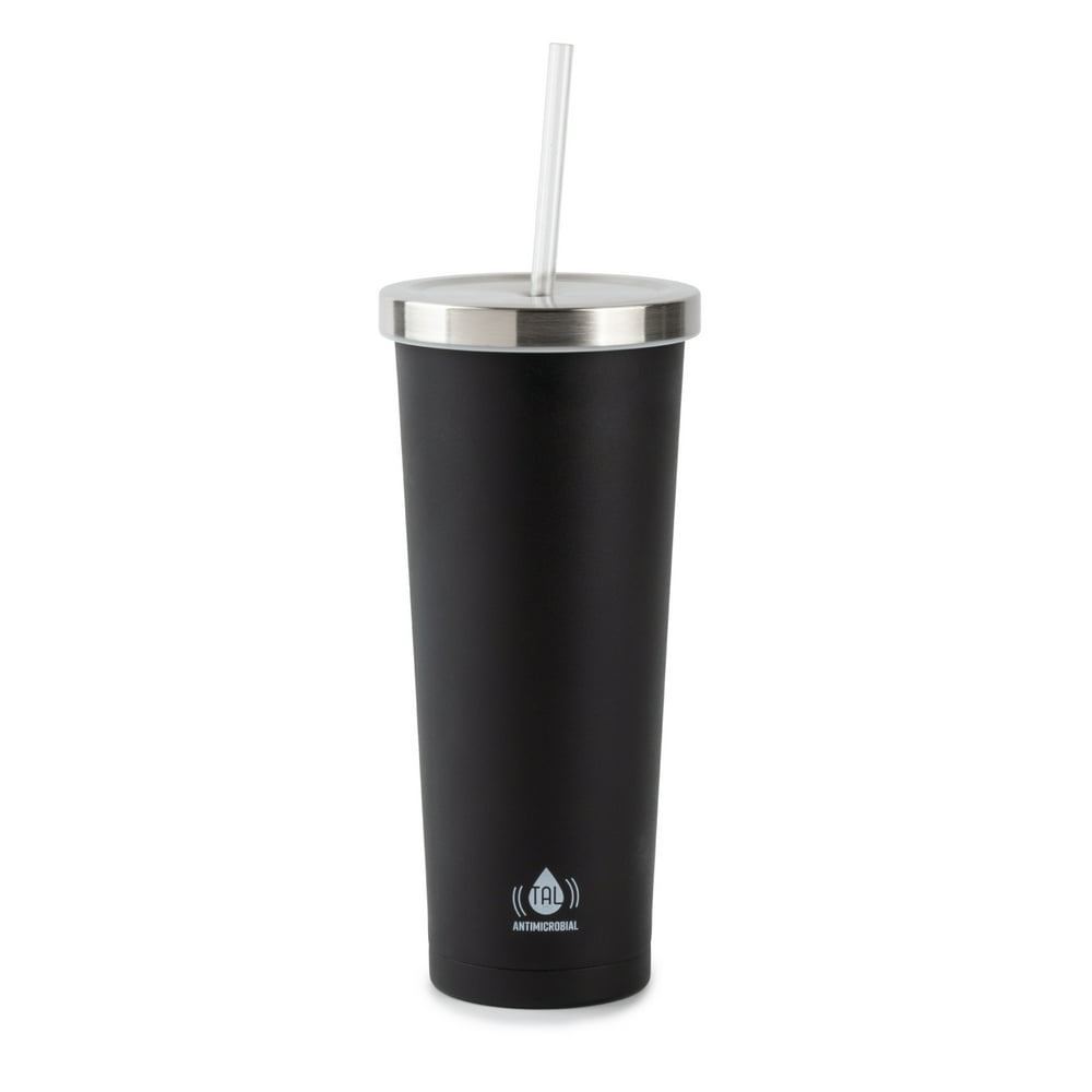 TAL Water Bottle Double Wall Stainless Steel Antimicrobial Sip Tumbler 24oz, Black