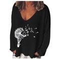 thumbnail image 1 of Haut Ample pour Femmes Col Rond Imprimé Manches Longues Polyester Mélange (Noir, TG), 1 of 4