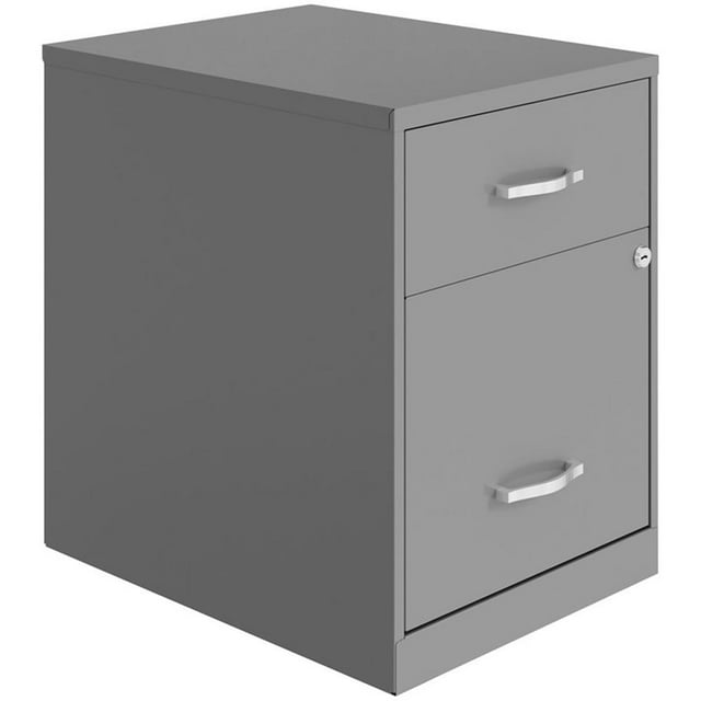 Pemberly Row 18"D 2 Drawer Vertical Metal Filing Cabinet - Arctic Silver