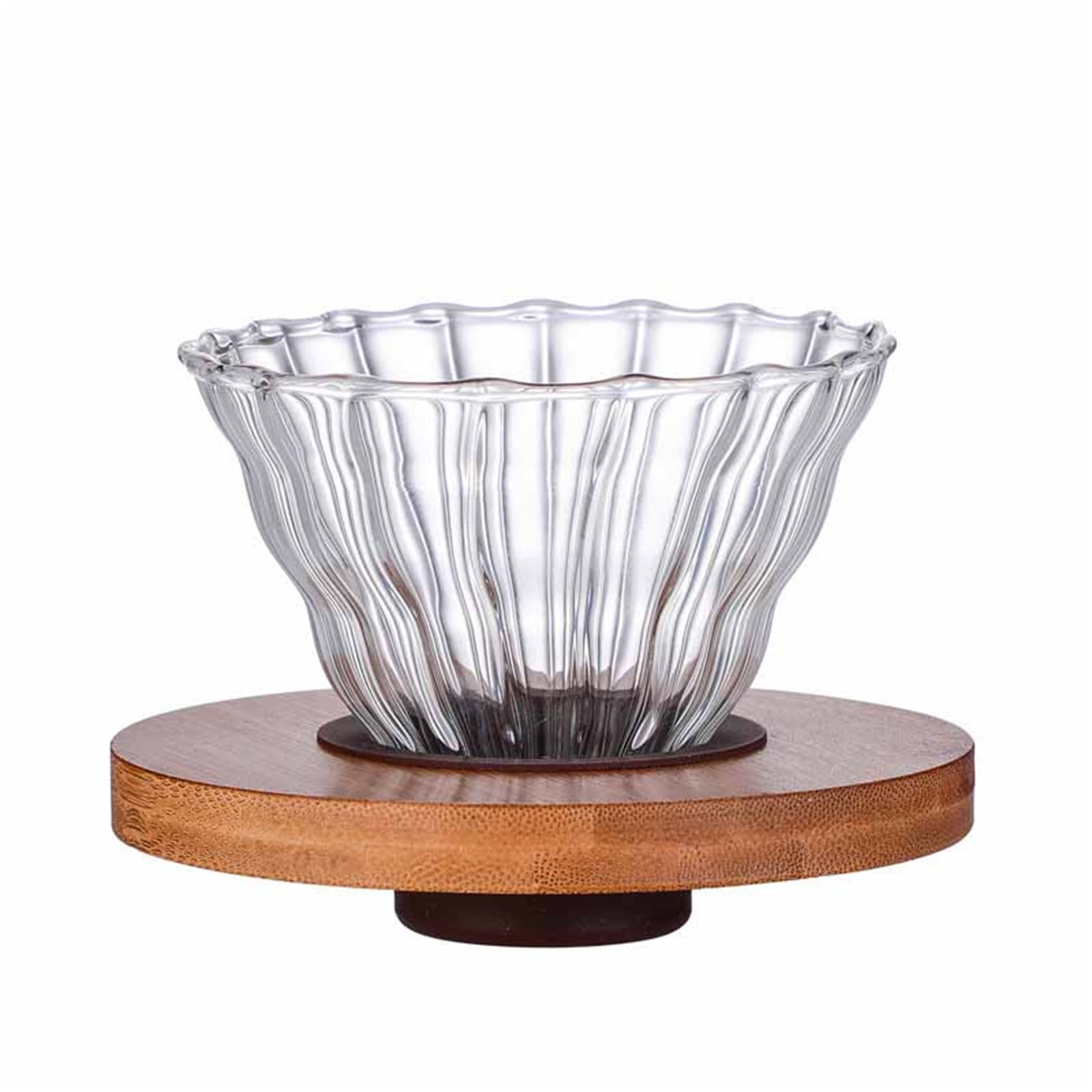 Portable Transparent Glass Coffee Filter Cup Wooden Holder Coffee