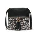 thumbnail image 3 of Bolso de mujer Bolso de mujer con borlas de leopardo en contraste de colores Bolso de mujer con borlas dobles colgantes para el hombro, 3 of 6