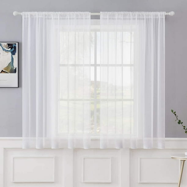 2 Panels Kitchen Tiers Half Window Sheer Curtains Rod Pocket Voile Ds For Bathroom Small Windows 29 By 45 Inch White Com 2 Panels Kitchen Tiers Half Window, 45 Inch Tier Curtains
