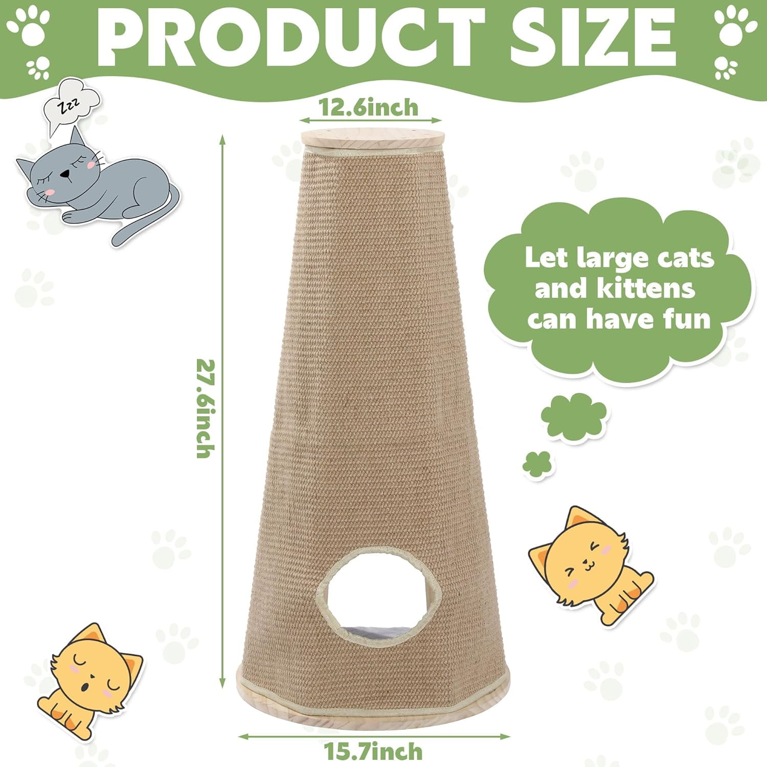 Tall Cat Scratching Posts for Indoor Cats, Premium Sisal Rope Scratch Posts for Kitten and Adult Cats, Scratcher Post Tree Kitten Interactive Toy to Protect Your Furniture for Cats at All Ages