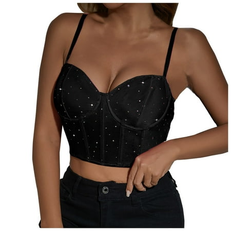 Hessimy Plus Size Corset Top For Women  Push Up Bustier lingerie Y2K Sexy Going Out Bustier Top Black M