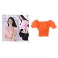 thumbnail image 3 of Manga abullonada elástica ajustada para mujer Hugo accesorio de modelo de acción Naranja miniatura de manga corta, 3 of 5