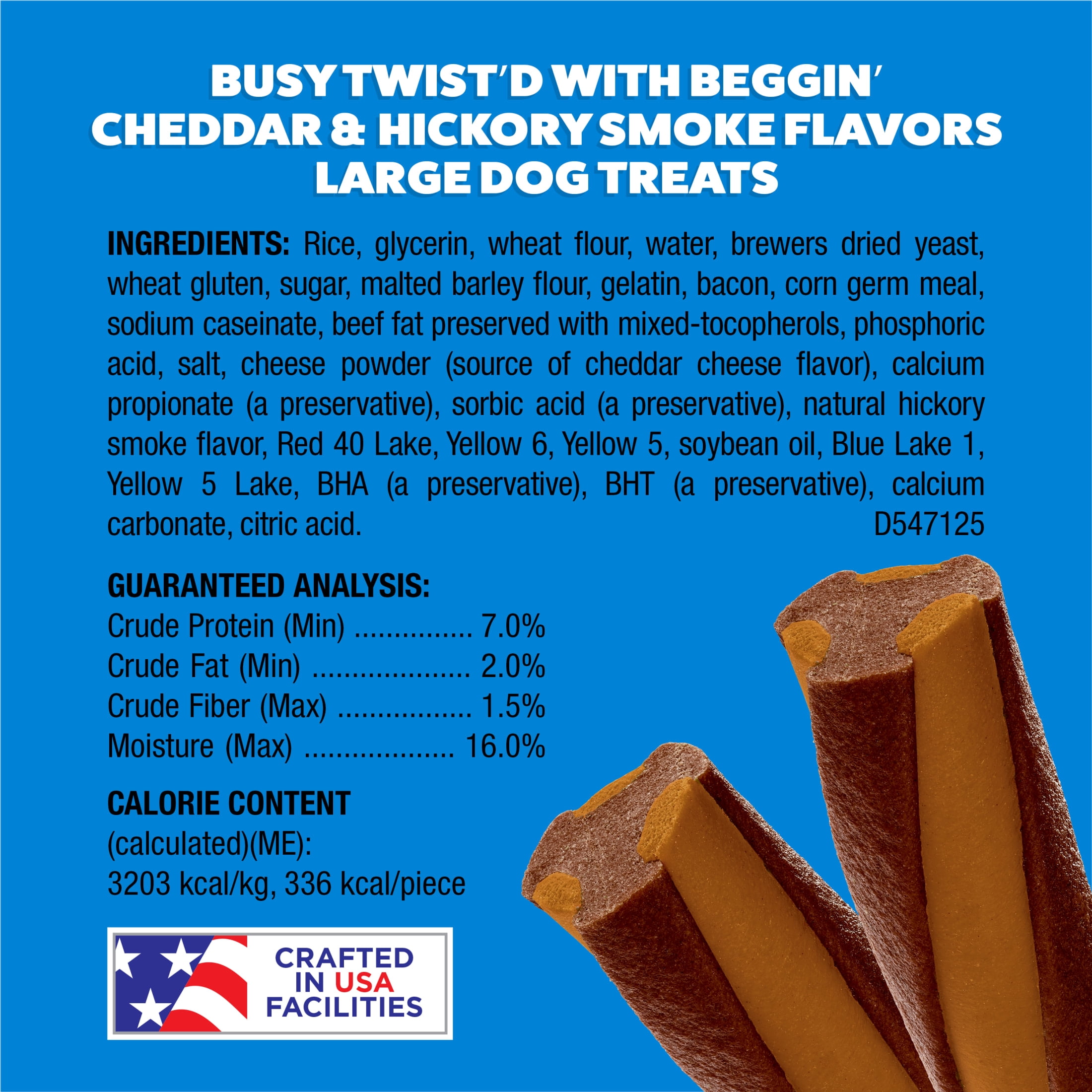 Purina Busy With Beggin’ Twist’d Cheddar and Hickory Smoke Flavors Large Dog Chew Treats, 36 oz.