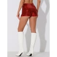 thumbnail image 3 of DARING DIVA Women's Midrise Solid Sparkle Coctail Sequin Shorts XS Red, 3 of 6