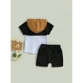 thumbnail image 4 of Coduop Infant Baby Boy Outfit Set Color Block Short Sleeve Hooded Tops and Casual Shorts Tracksuit, 4 of 9
