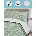 thumbnail image 3 of Full Size Quilt Bedding Set, Botanical Rose Reversible Summer Quilt 3 Pieces, Vintage Sage Green Floral Leaf Summer Farmhouse Lightweight Bedspreads Coverlets with 2 Pillow Shams for All Seasons, 3 of 5