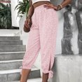 thumbnail image 4 of Pantalones Capris con cordón para mujer, pantalones pitillo de cintura elástica sueltos con cordón estampado informal de verano a la moda Odeerbi ODB-2, 4 of 9