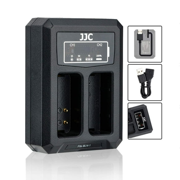 BLN-1 Dual Battery Charger Build-in USB Cable Compatible with Olympus OM-D E-M1 OM-D E-M5 OM-D E-M5 Mark II Pen E-P5