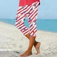 thumbnail image 2 of QATAINLAV Ladies 4th of July Capri Leggings, American Flag Patriotic Cropped Pants Summer Plus Size High Waisted Workout Yoga Legging Capris Red M, 2 of 6