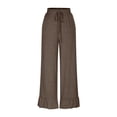 thumbnail image 6 of Wide Leg Pants Woman Summer Elastic High Waisted Palazzo Pants Flowy Drawstring Ruffle Hem Trousers with Pockets, M, 6 of 7