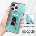 thumbnail image 3 of Heavy Duty Armor Case for iPhone 14 Pro with Slide Camera Cover & Magnetic Ring Stand Green, 3 of 5