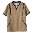 thumbnail image 2 of Blusas y camisas de manga corta con cuello en V para hombre, top de verano de manga corta con cuello en V y empalme a cuadros, top/camisa de manga corta con cuello en V para hombre, tops para hombre, 2 of 8