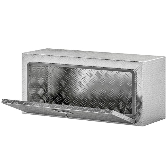 36 Inch Aluminum Truck Bed Tool Box, Waterproof Wavy Plate Metal Storage Chest with Lock, 30.4 Gal Heavy Duty Organizer for Pickup Truck, Trailer, RV, Garage and Job Sites, Silver