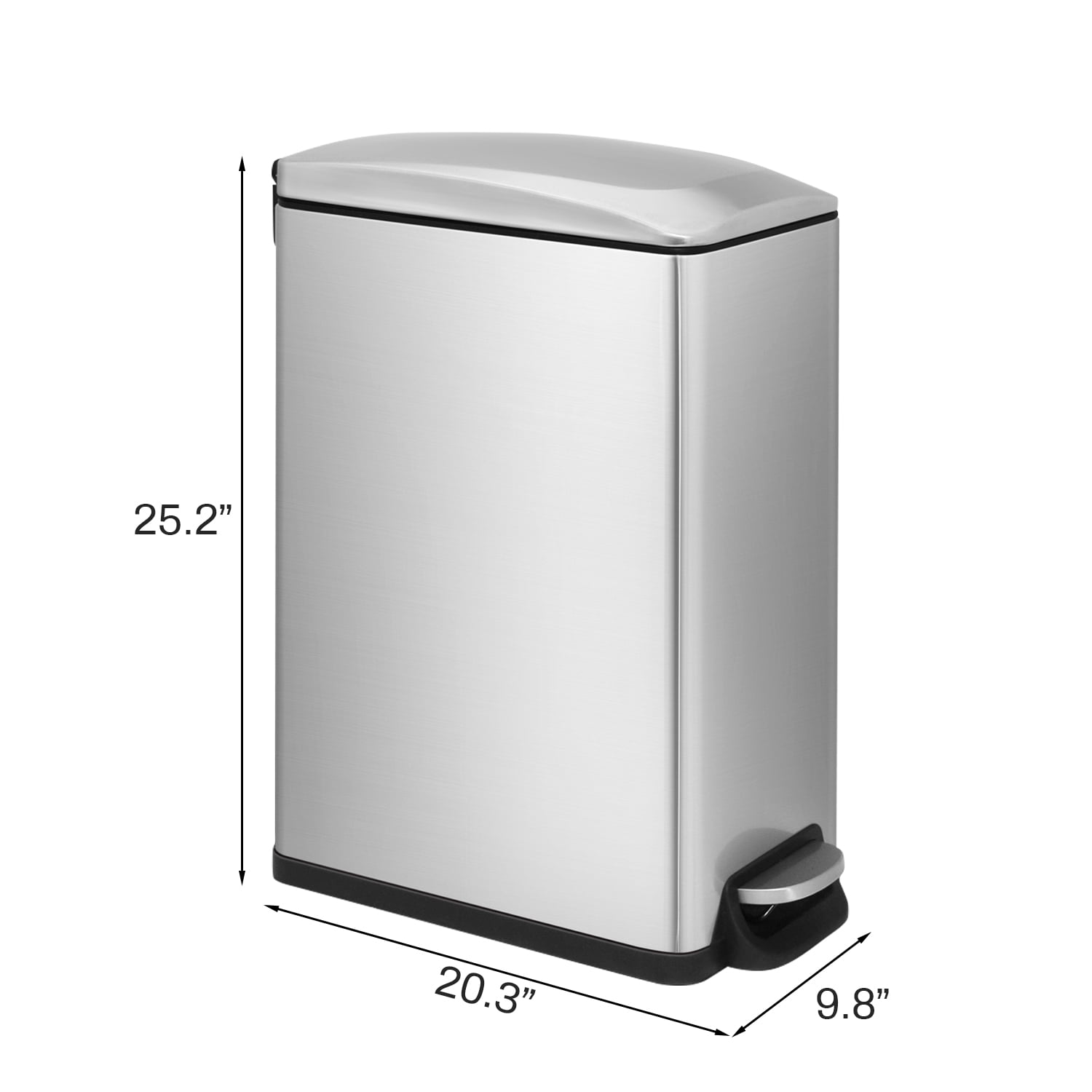 Innovaze 11.9 Gallon Trash Can, Stainless Steel Step on Slim Kitchen Garbage Can, Silver