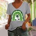 thumbnail image 2 of lcziwo Prime Today, St Patrick's Day Cotton Shirt for Women Fashion Letter Graphic Tee Tops Loose Casual U Neck Short Sleeve Tshirts Summer Athletic Blouses Gray M, 2 of 5
