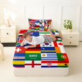 thumbnail image 4 of Manfei Country Flag Patchwork Twin Sheets,Global Nation Bedding,Multicolor,3-Piece,1 Fitted Sheet and 1 Pillowcase, 4 of 6