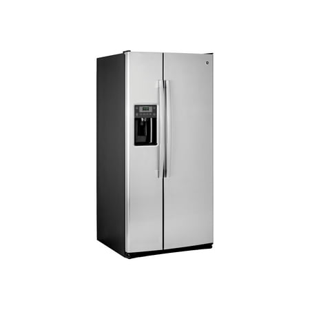 GE - 23.2 Cu. Ft. Side-by-Side Refrigerator with External Ice & Water Dispenser - Stainless steel