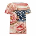 thumbnail image 5 of T-Shirt for Women Crewneck Short Sleeve Vintage Style American Flag Floral Graphic Print Patriotic Theme Soft Comfortable Tops, 5 of 5