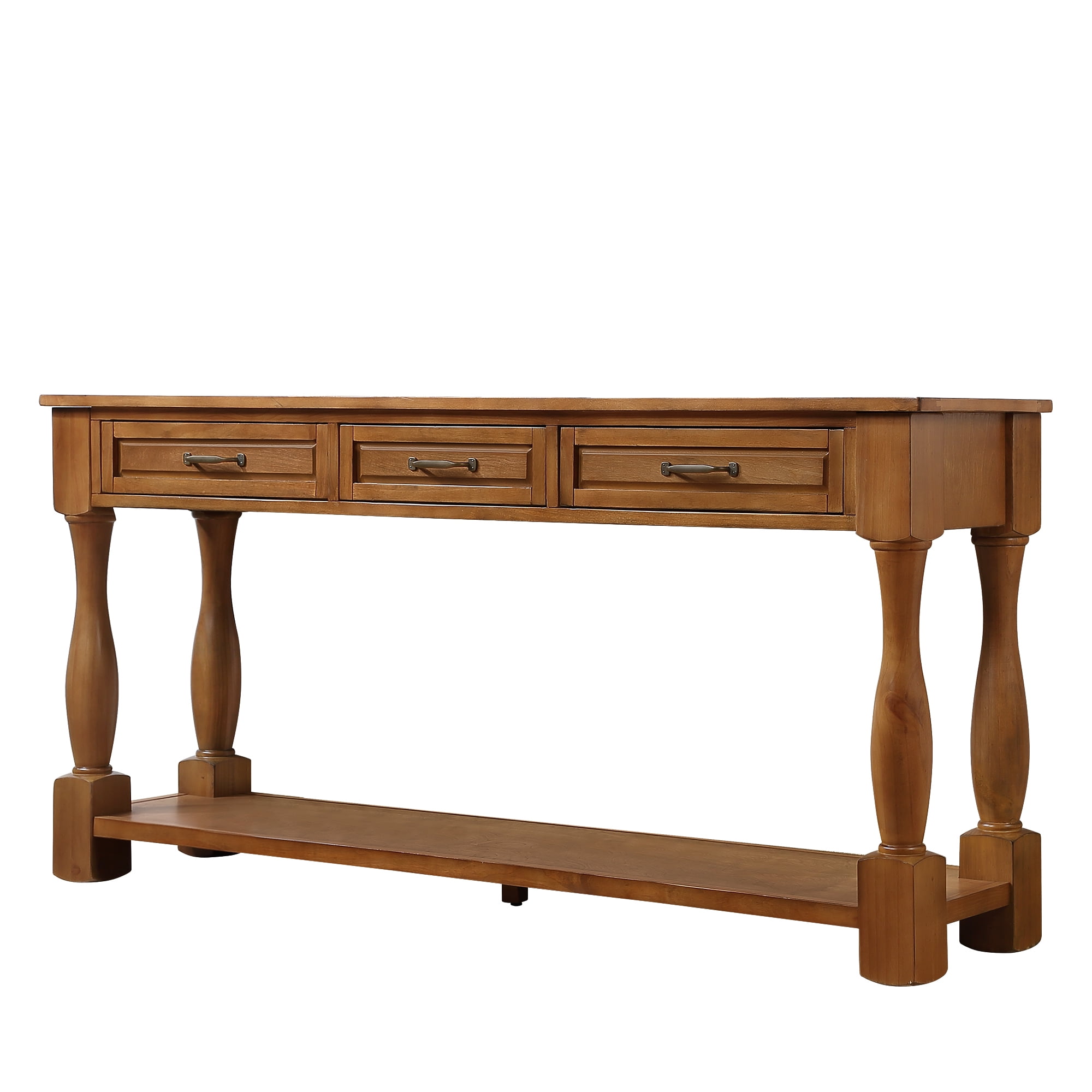 Entryway Console Table, Wood Behind Couch & Sofa with 3 Drawers & Bottom Shelf, 63'' Long Entryway Table for Living Room Entryway Bedroom Hallway