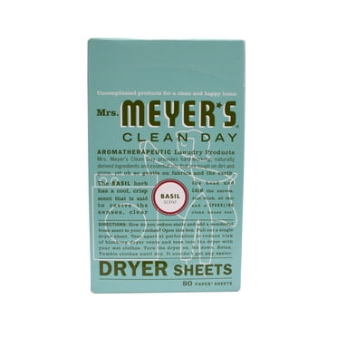 Mrs. Meyer's Clean Day Dryer Sheets, Basil Scent, 80 Count
