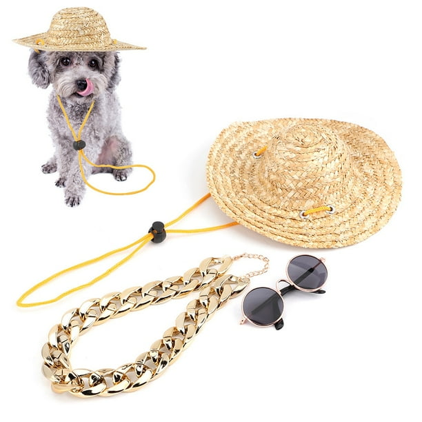 Tbest Pet Straw Hat, Pet Collar, Cat Necklace Cat Pets