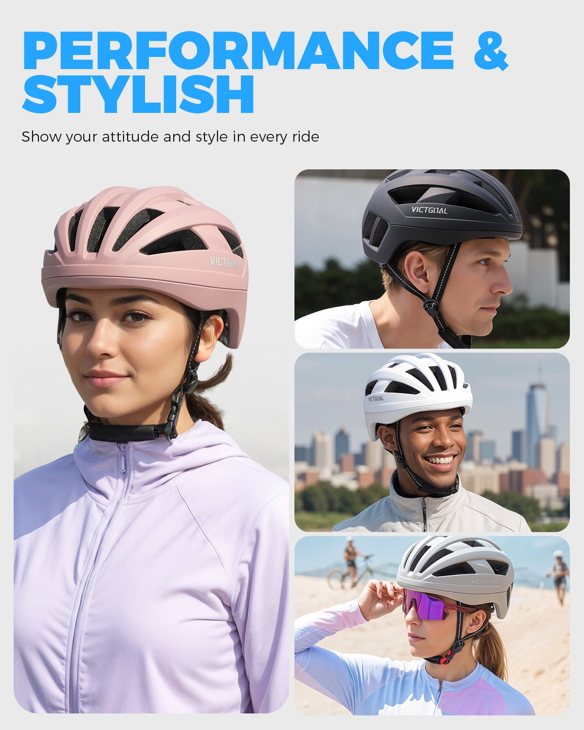 VICTGOAL Road Bike Helmet Adults Men Women Lightweight Adjustable Fit Breathable Bicycle Helmets for MTB Cycling Ebike Scooter
